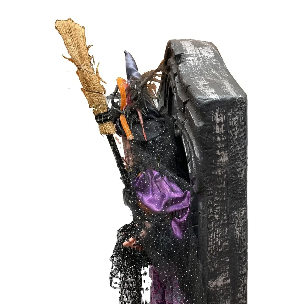 Large Gravestone Witch Boom Spider Door Greeter Halloween Decor 24
